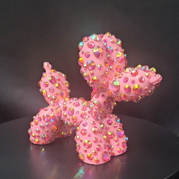 Pink Balloon Dog with Aurora Pink Stones, Unique Gift, Bling Decor - Picture 1 of 7